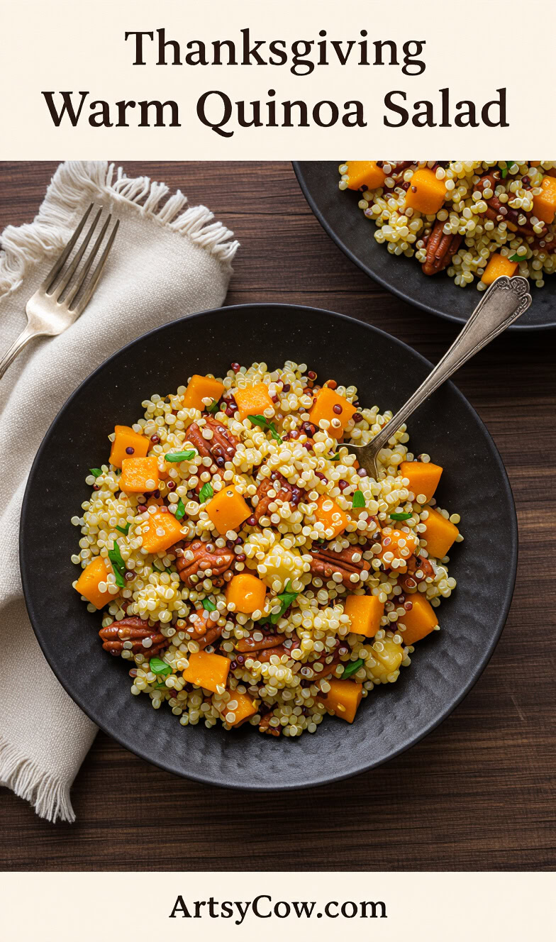 thanksgiving warm quinoa salad pin image