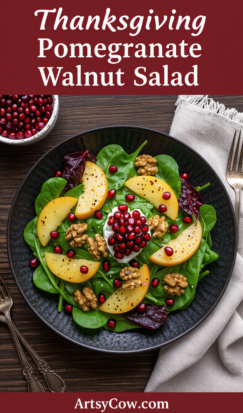 thanksgiving pomegranate walnut salad pin image
