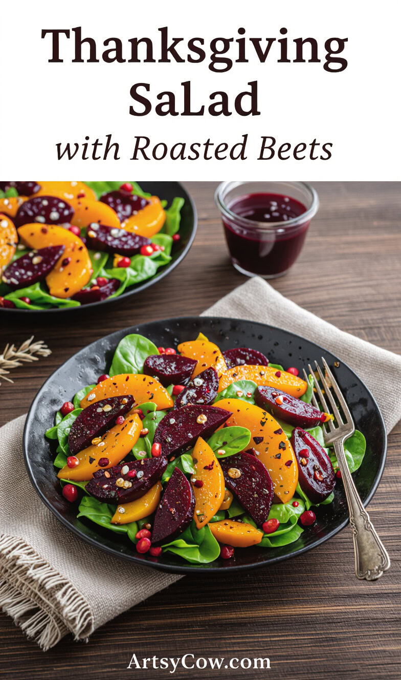thanksgiving salad with roasted beets pin image