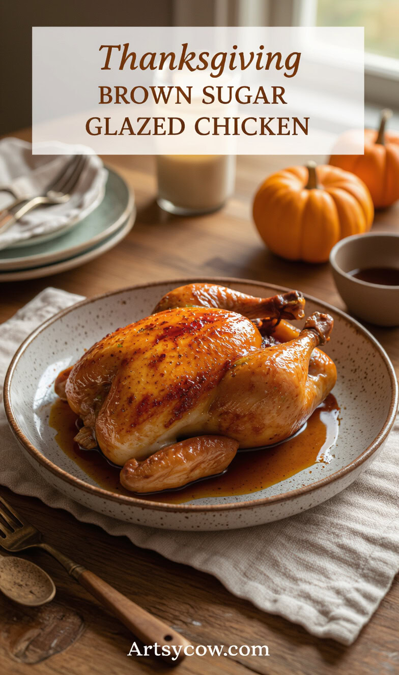 thanksgiving brown sugar glazed chicken recipe pin image