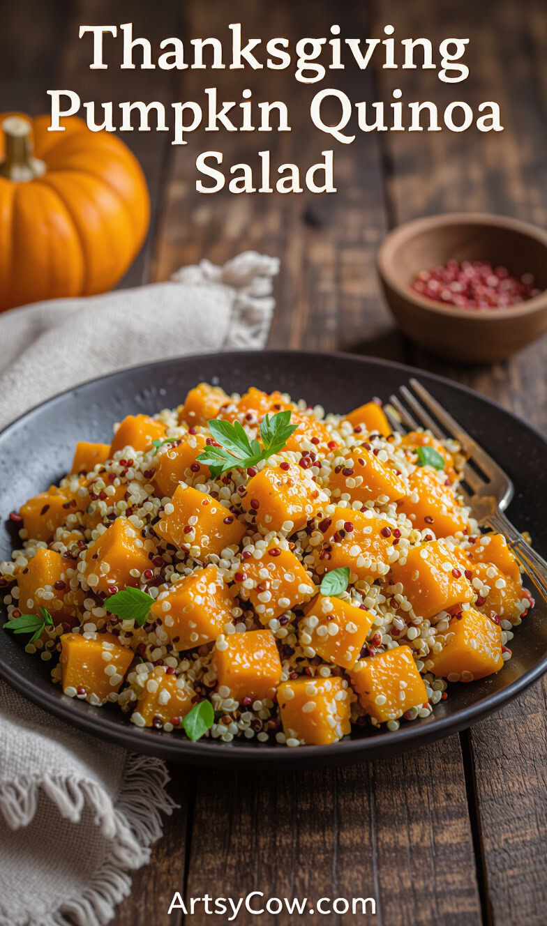 thanksgiving pumpkin quinoa salad pin image