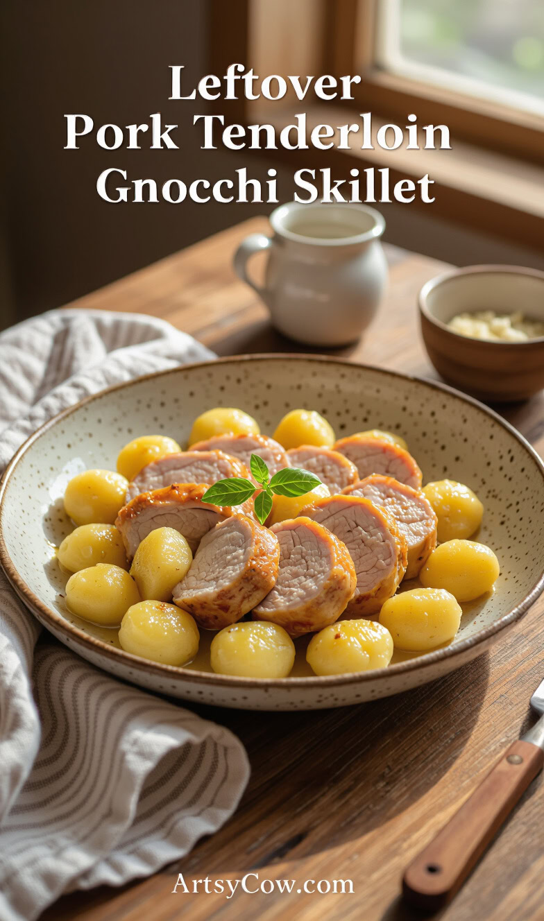 leftover pork tenderloin gnocchi skillet recipe pin image
