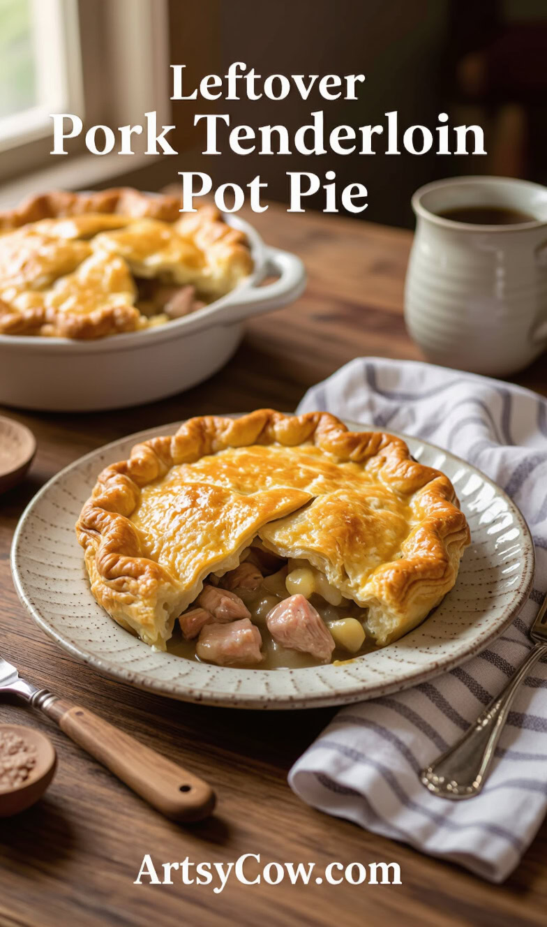 leftover pork tenderloin pot pie recipe pin image