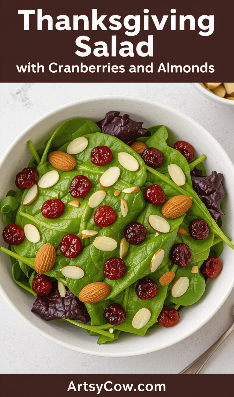 thanksgiving salad with cranberries and almonds pin image