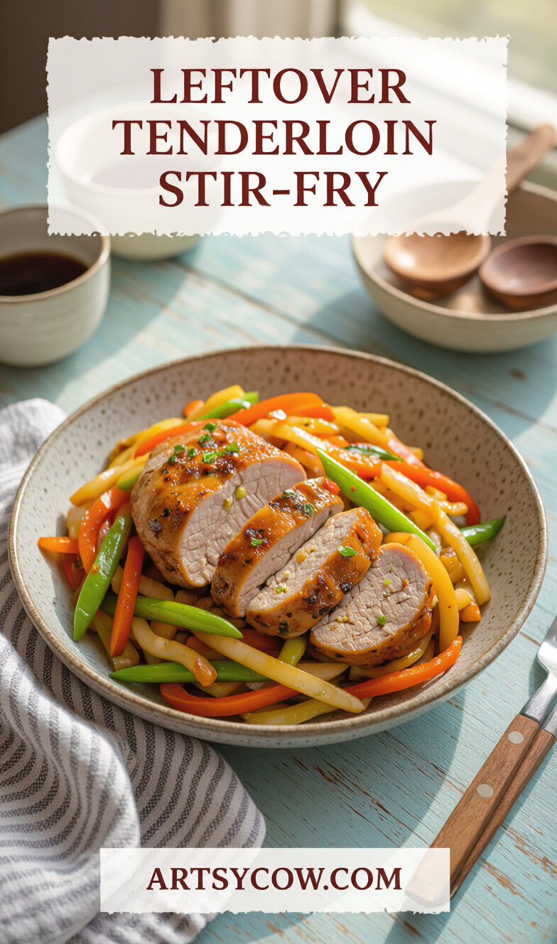 leftover pork tenderloin stir fry recipe pin image