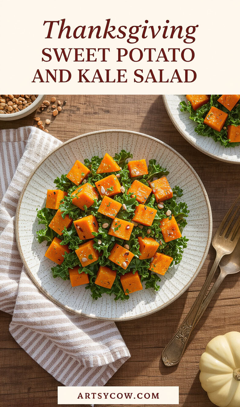 thanksgiving sweet potato and kale salad pin image