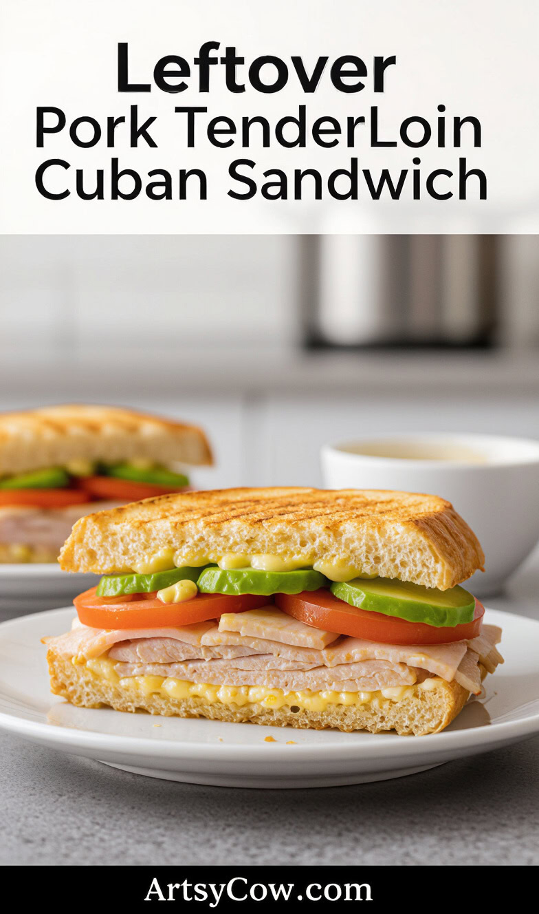 leftover pork tenderloin cuban sandwich recipe pin image