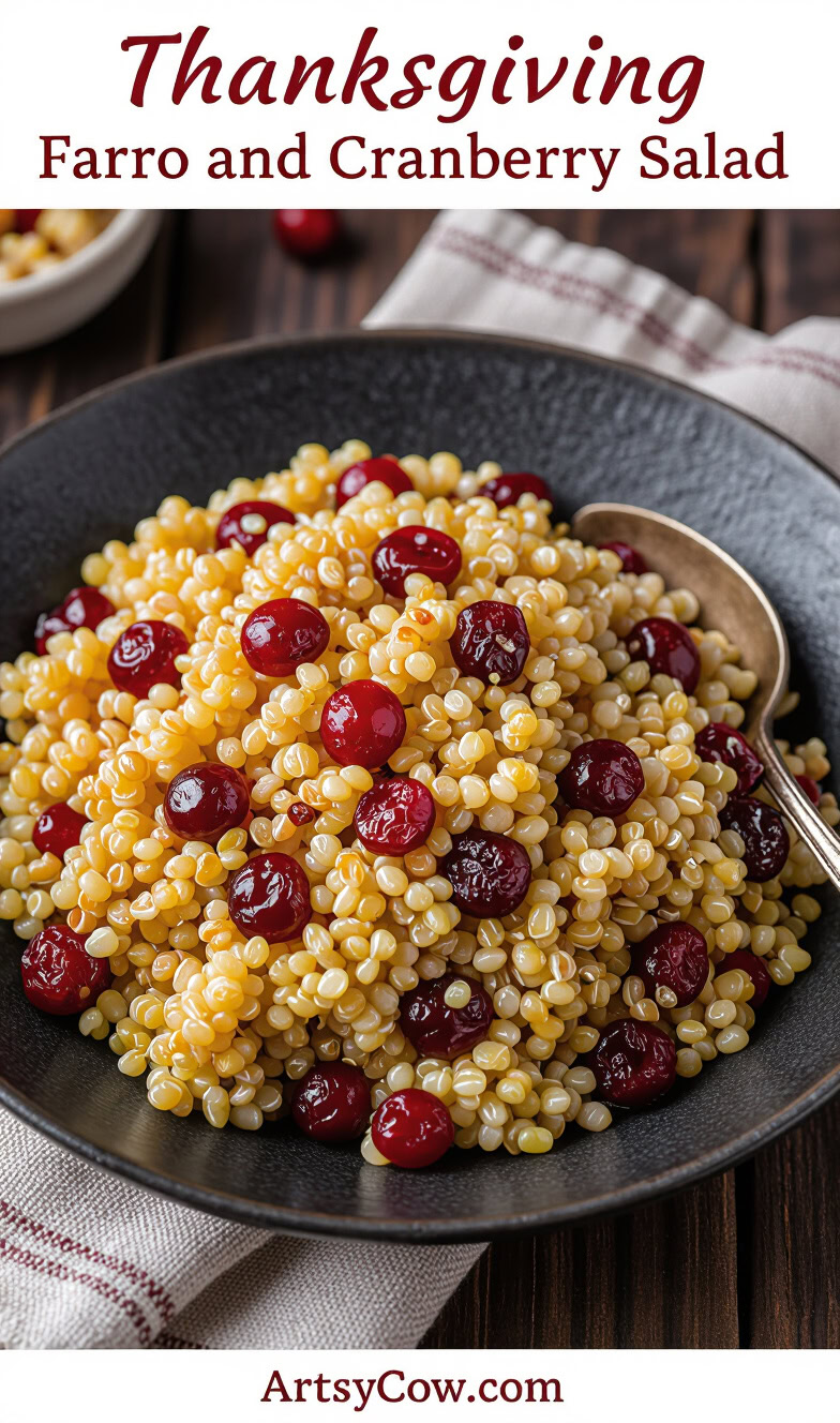 thanksgiving farro and cranberry salad pin image