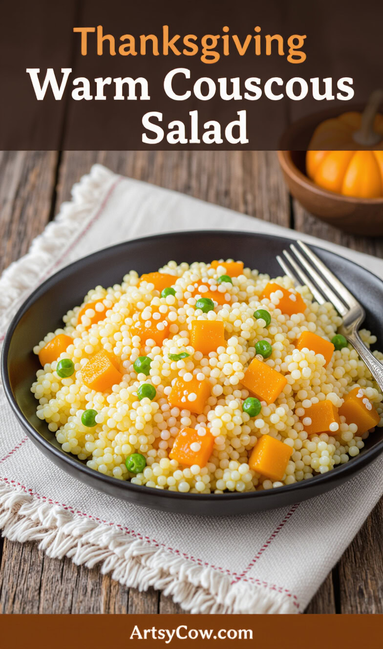 thanksgiving warm couscous salad pin image