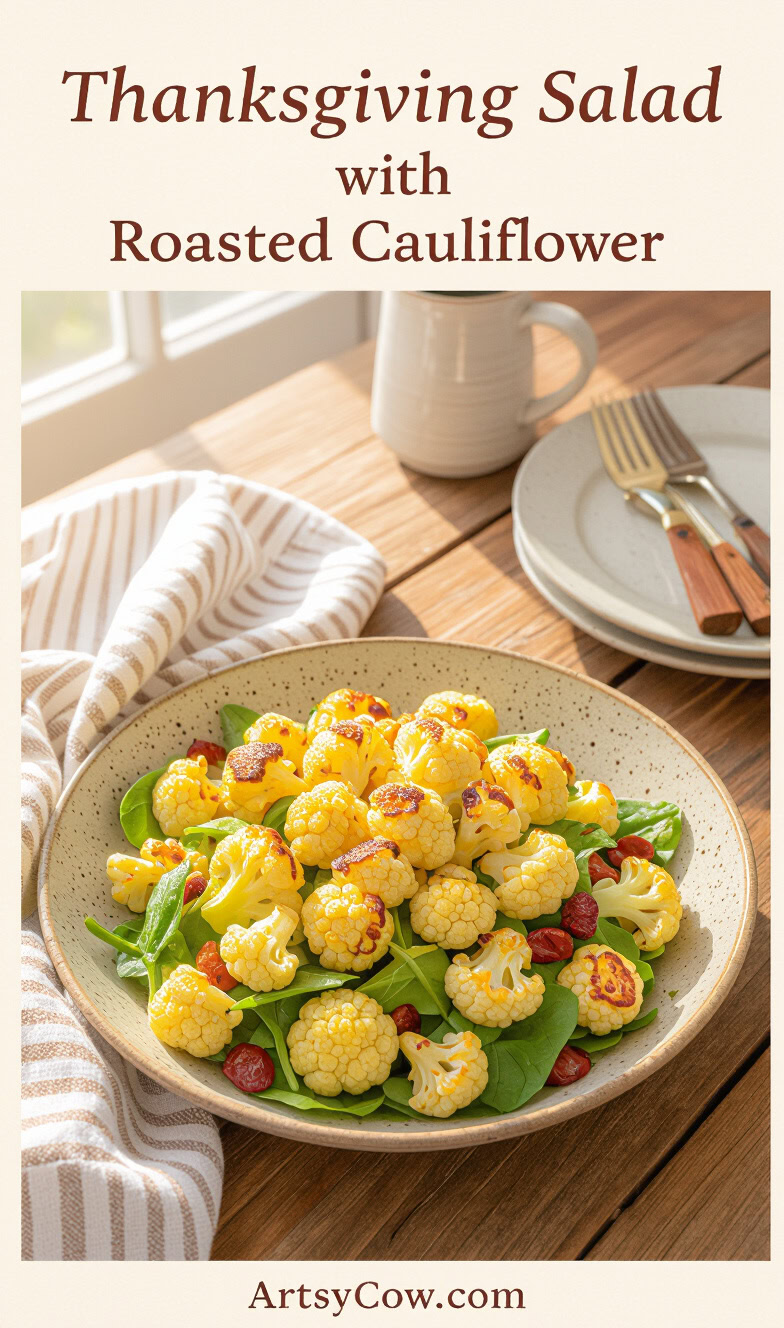 thanksgiving salad with roasted cauliflower pin image