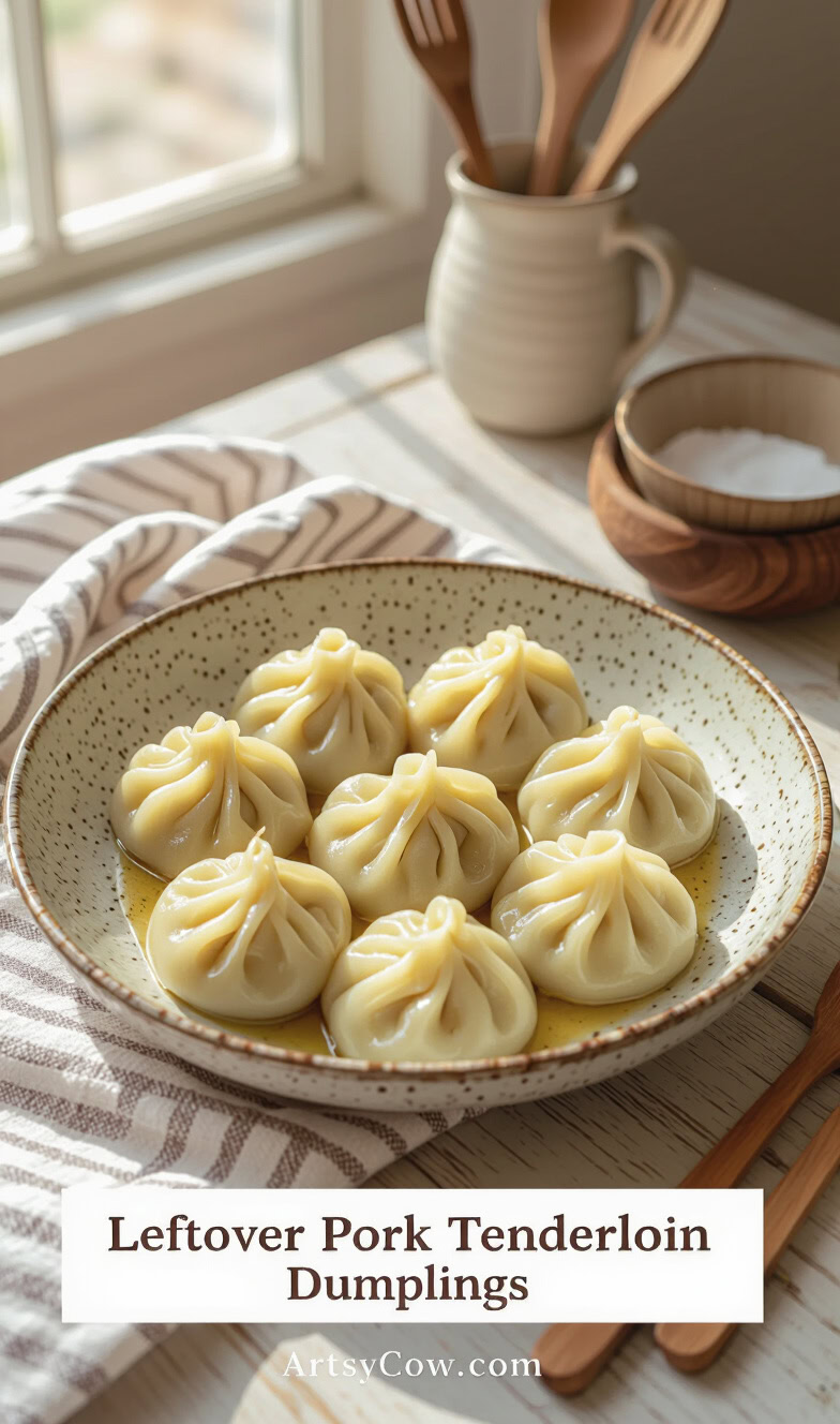 leftover pork tenderloin dumplings recipe pin image