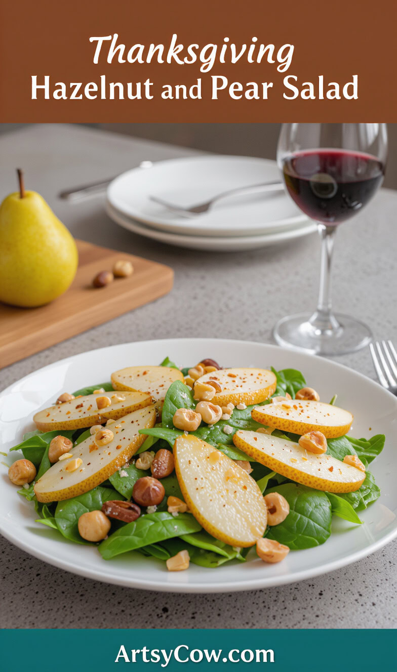 thanksgiving hazelnut and pear salad pin image