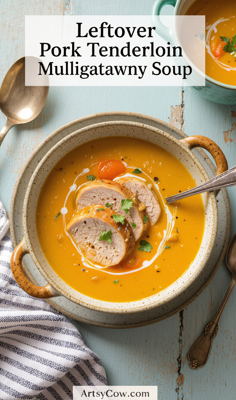 leftover pork tenderloin mulligatawny soup recipe pin image