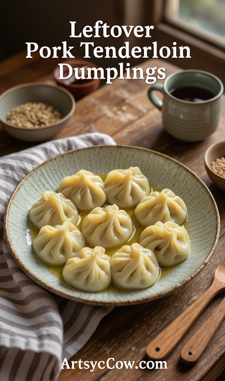 leftover pork tenderloin dumplings recipe pin image