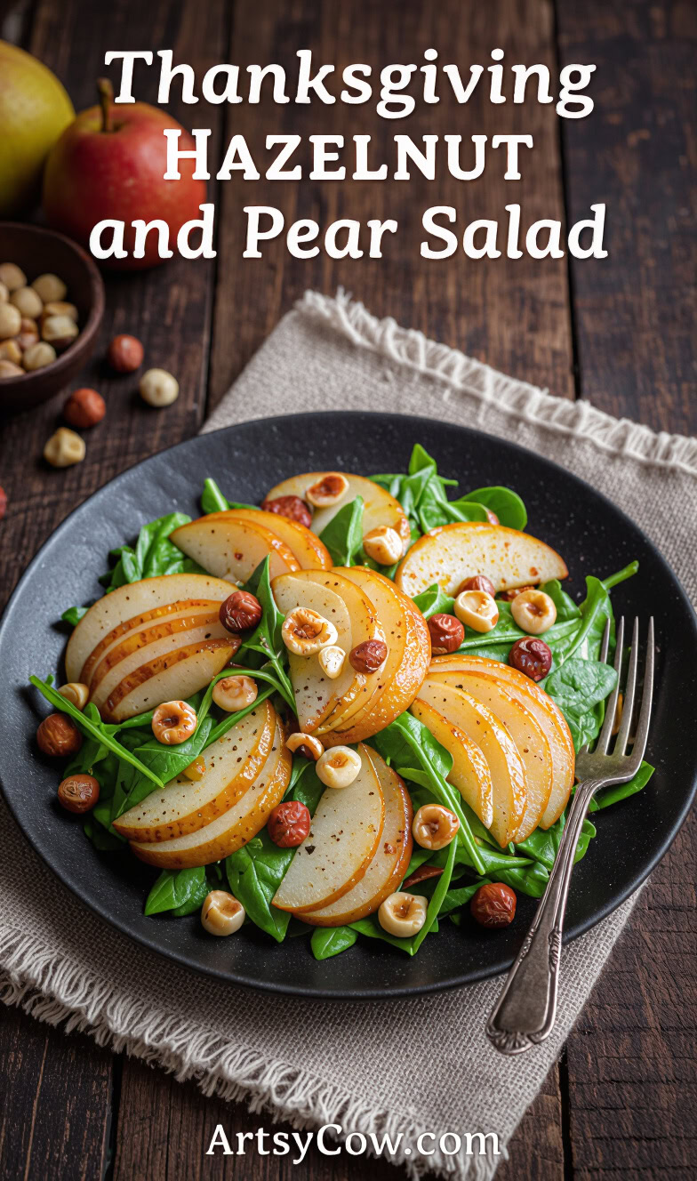 thanksgiving hazelnut and pear salad pin image
