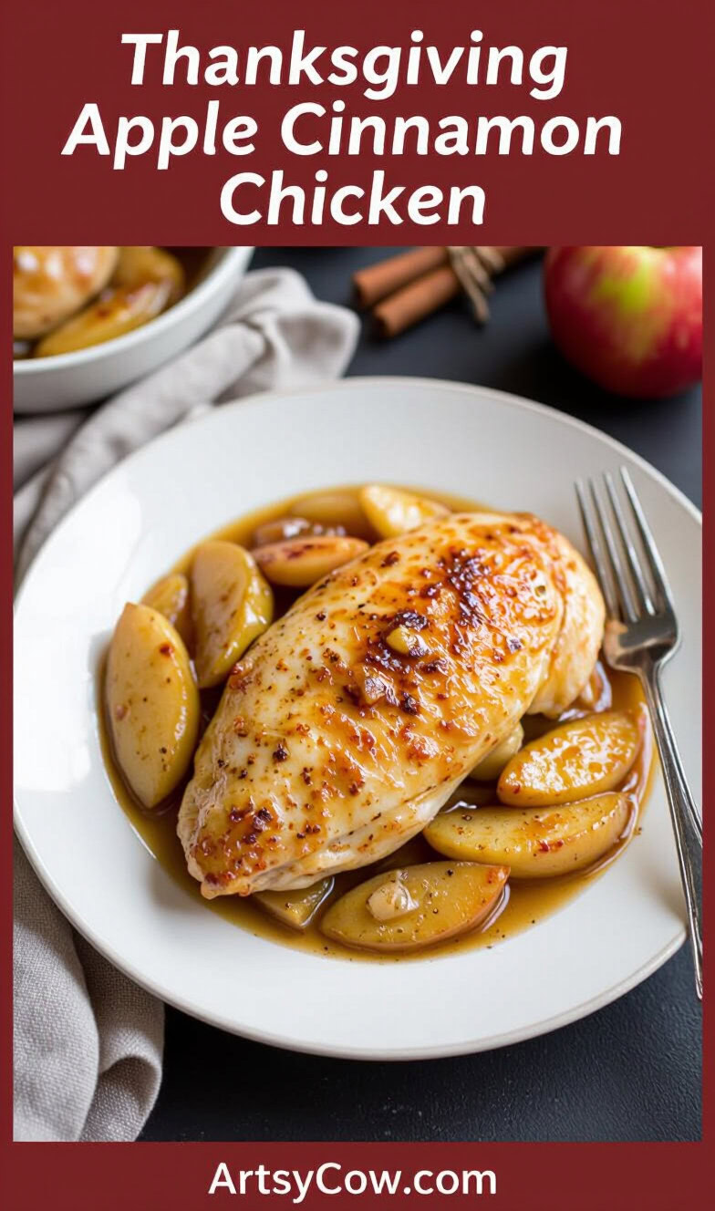 thanksgiving apple cinnamon chicken recipe pin image