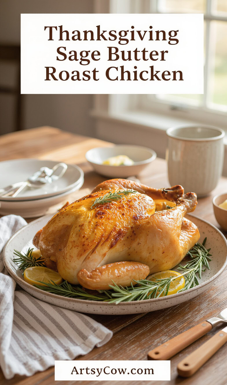 thanksgiving sage butter roast chicken recipe pin image