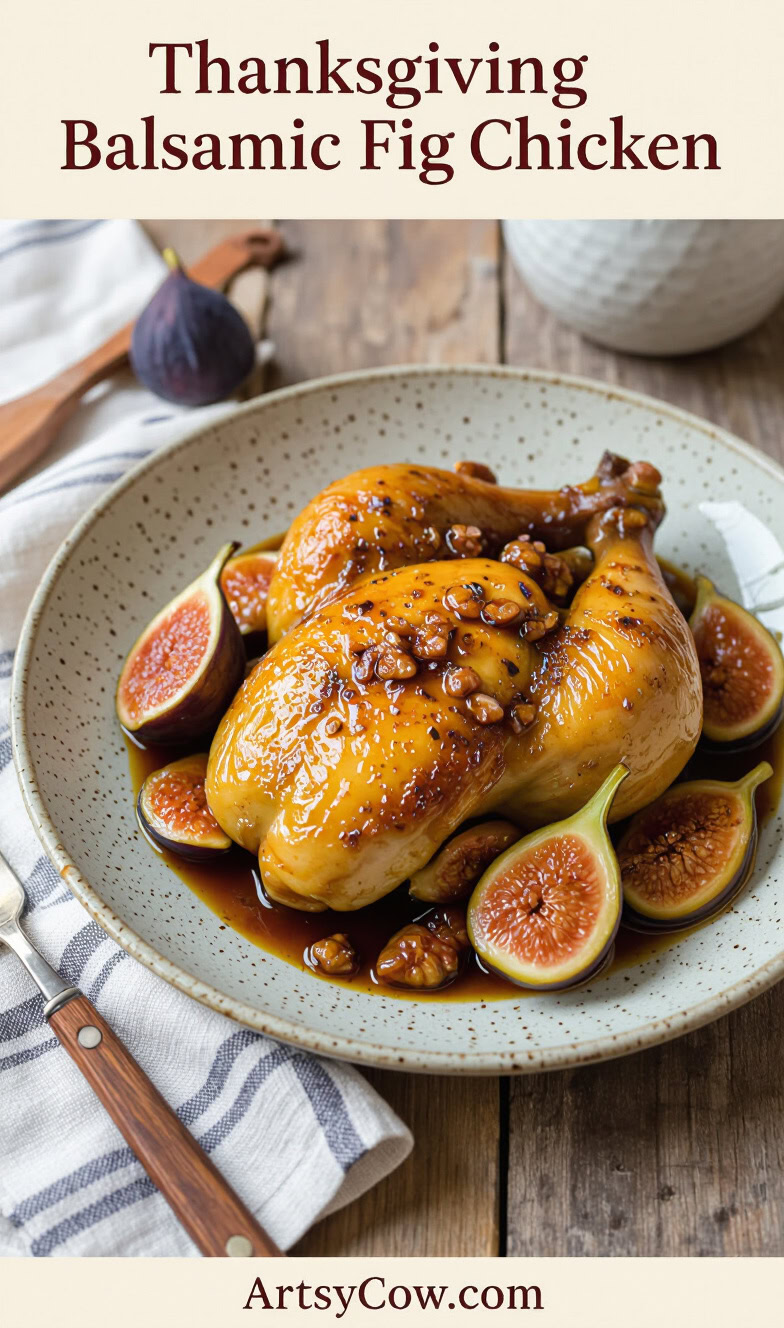 thanksgiving balsamic fig chicken recipe pin image