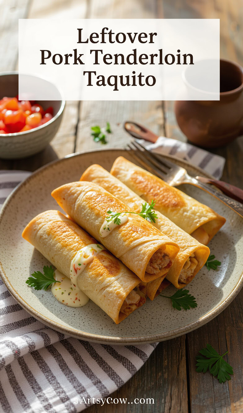 leftover pork tenderloin taquito recipe pin image