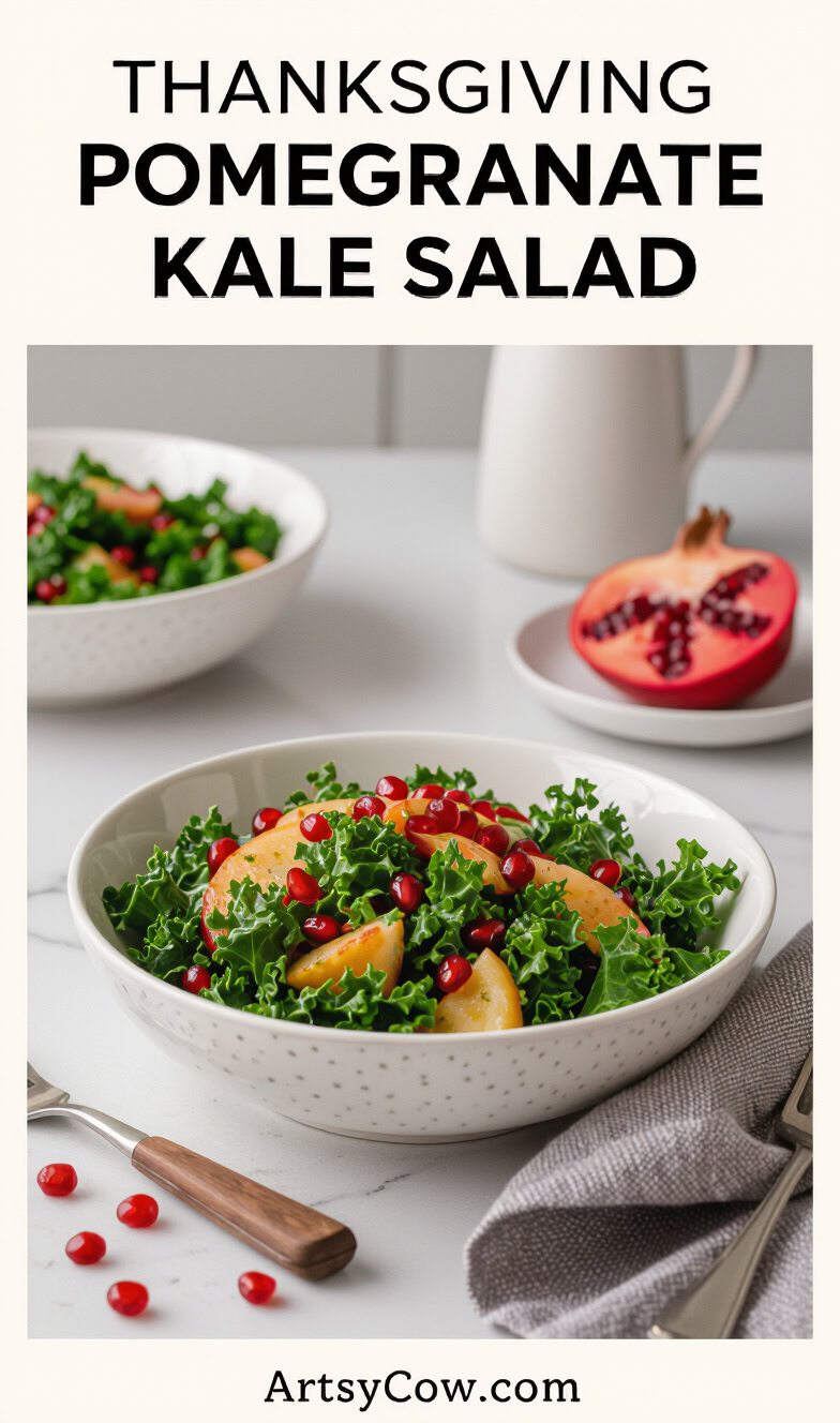 thanksgiving pomegranate kale salad pin image