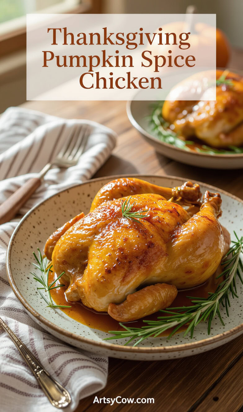 thanksgiving pumpkin spice chicken recipe pin image