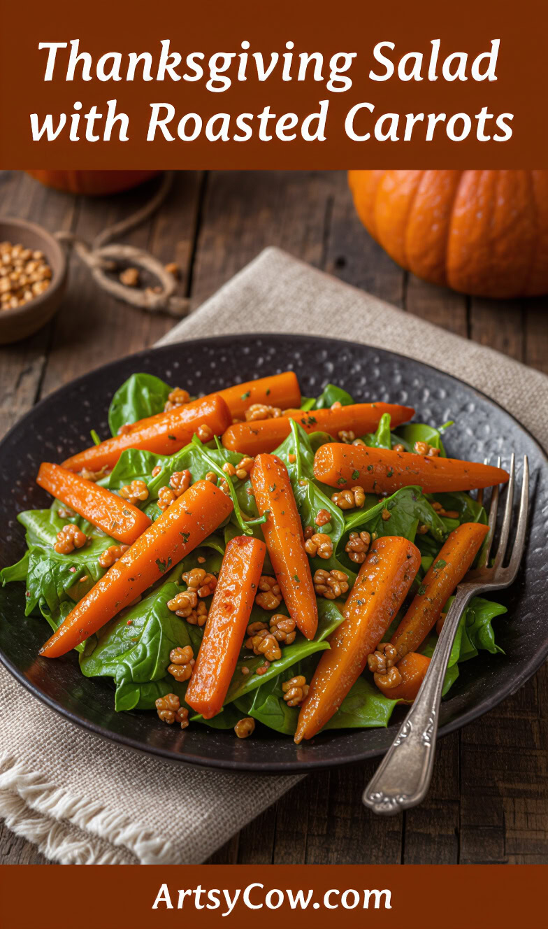 thanksgiving salad with roasted carrots pin image