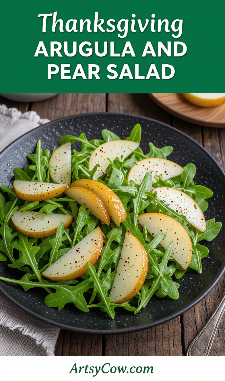 thanksgiving arugula and pear salad pin image