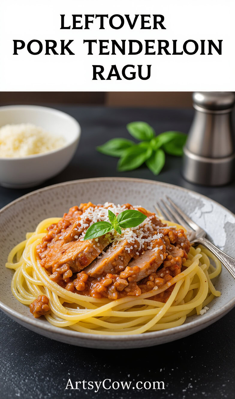 leftover pork tenderloin ragu recipe pin image