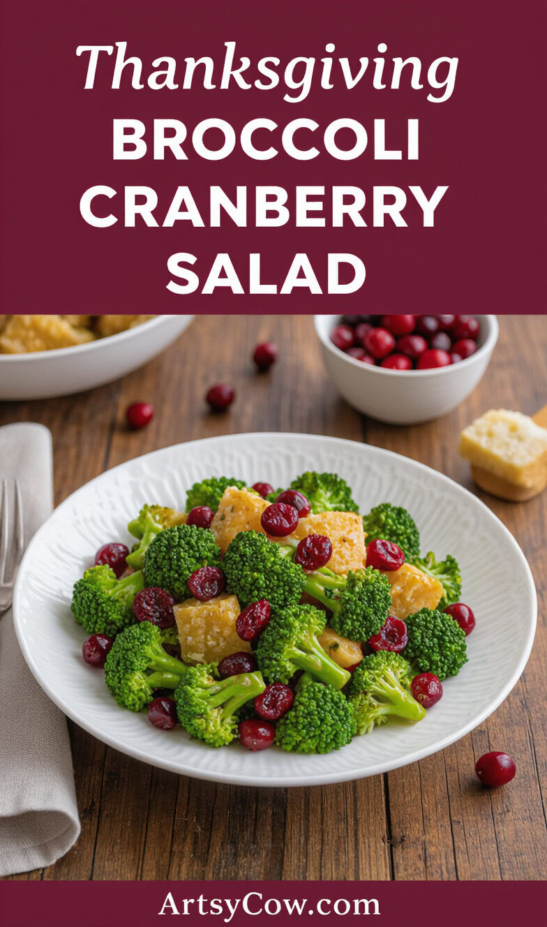 thanksgiving broccoli cranberry salad pin image