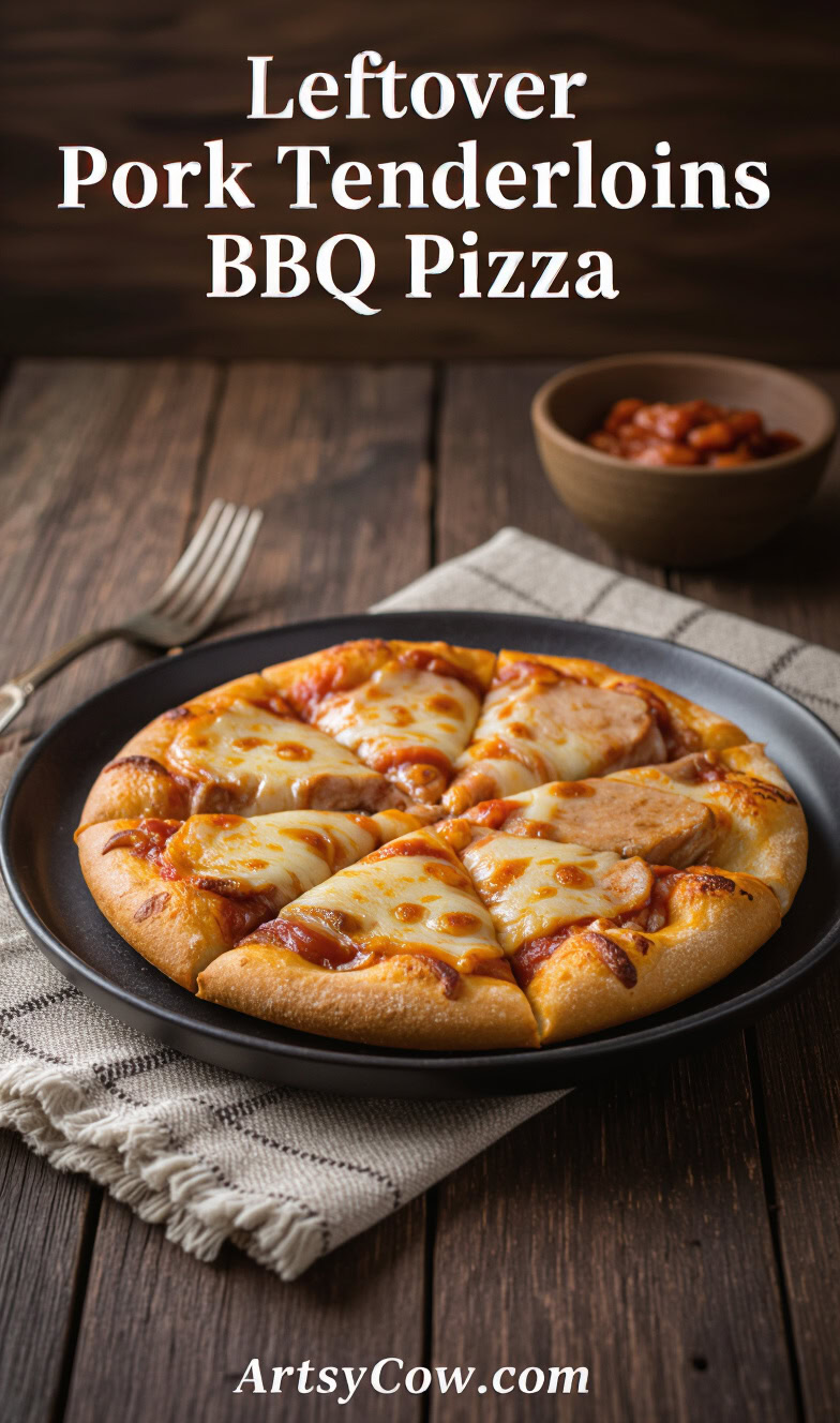 leftover pork tenderloin bbq pizza recipe pin image