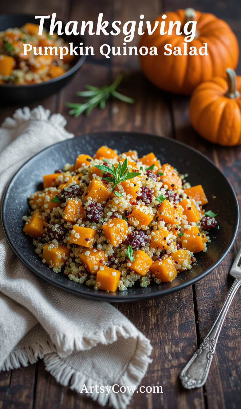 thanksgiving pumpkin quinoa salad pin image