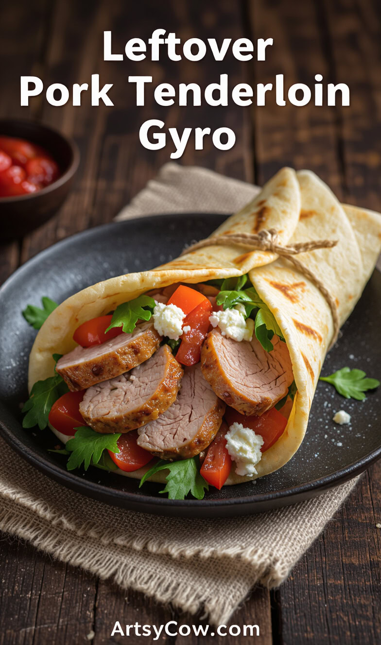 leftover pork tenderloin gyro recipe pin image