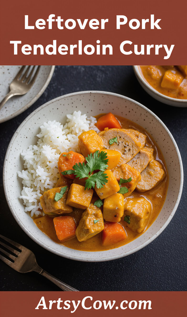 leftover pork tenderloin curry recipe pin image