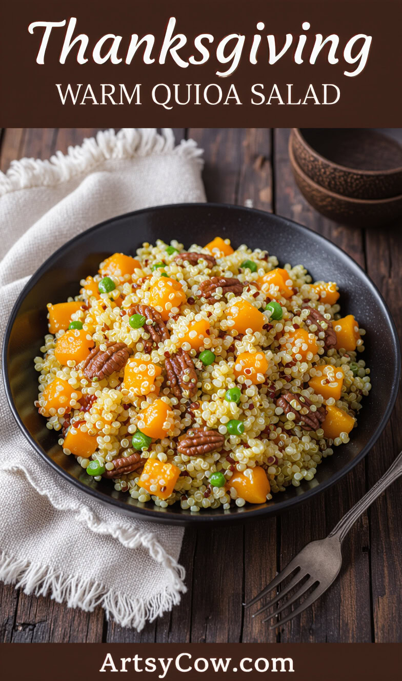 thanksgiving warm quinoa salad pin image