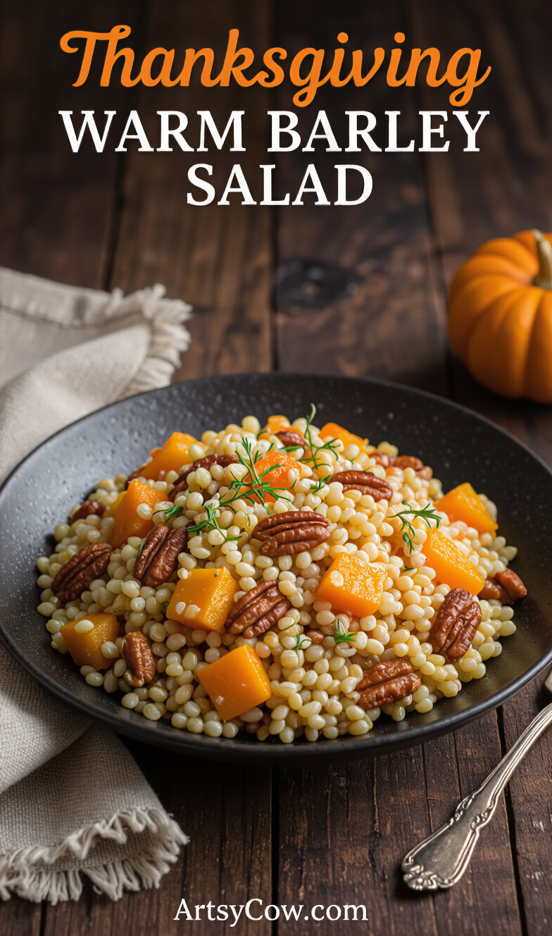 thanksgiving warm barley salad pin image