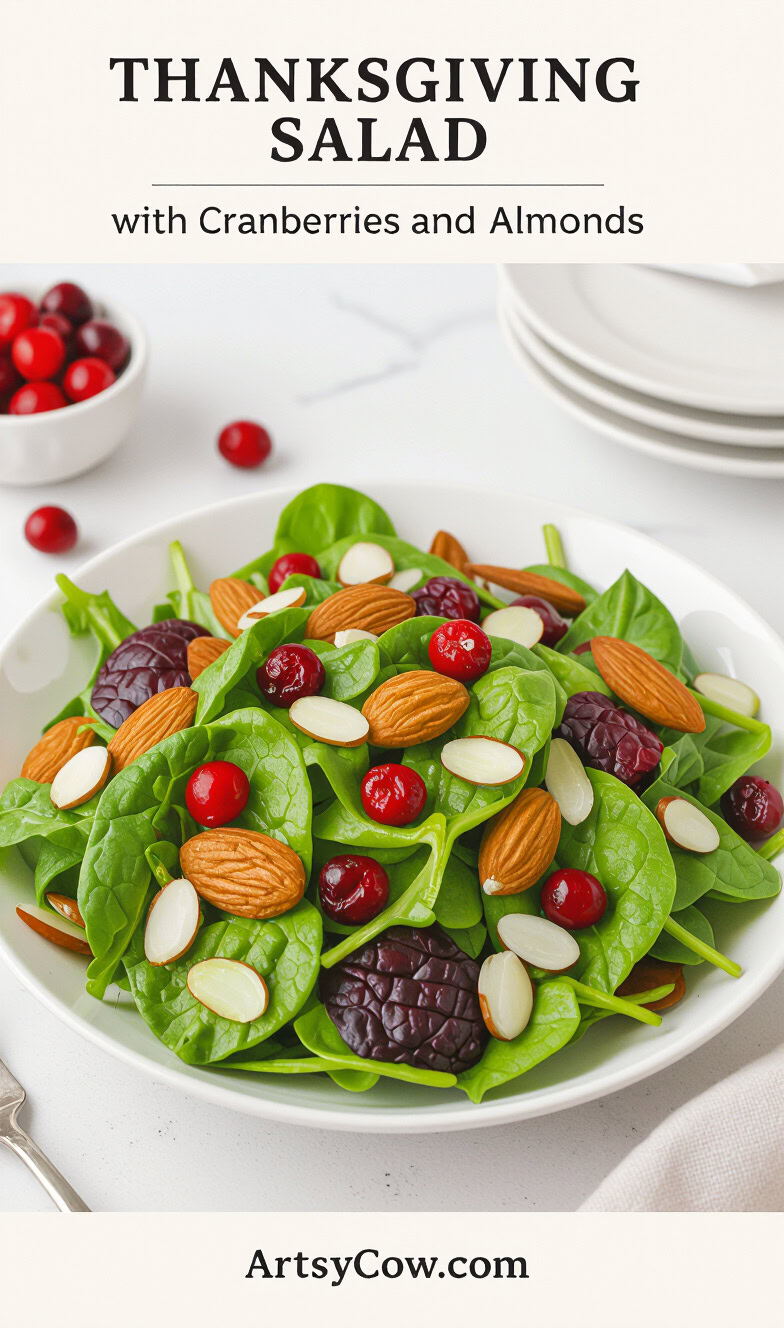 thanksgiving salad with cranberries and almonds pin image