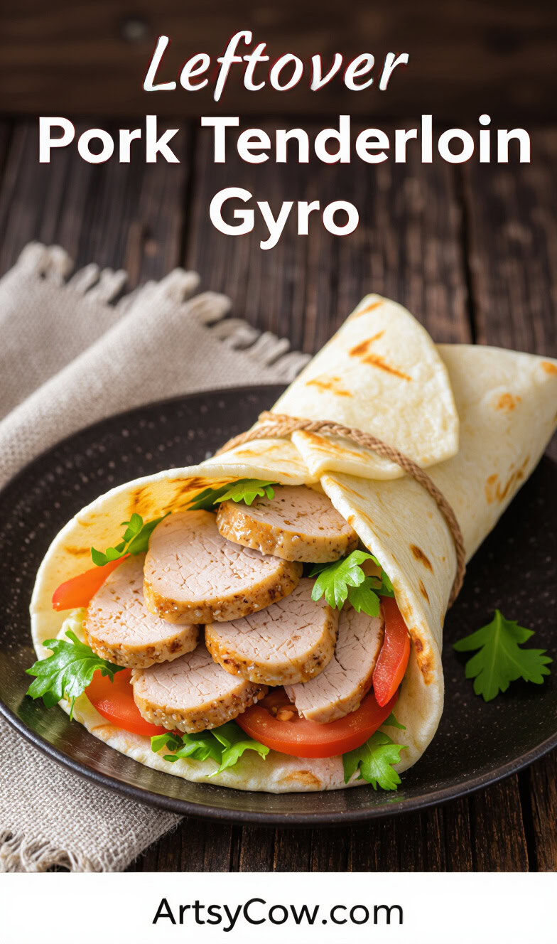 leftover pork tenderloin gyro recipe pin image