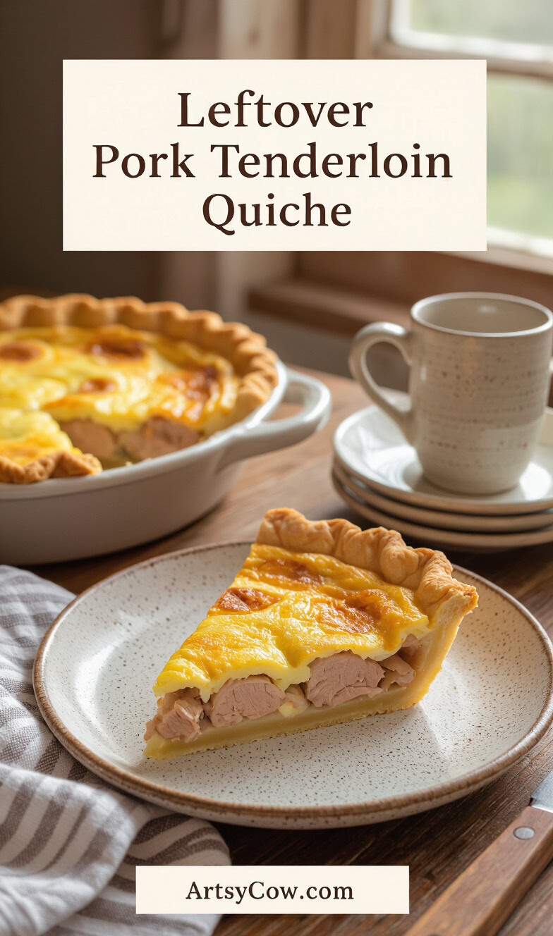 leftover pork tenderloin quiche recipe pin image