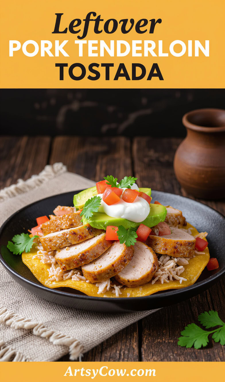 leftover pork tenderloin tostada recipe pin image