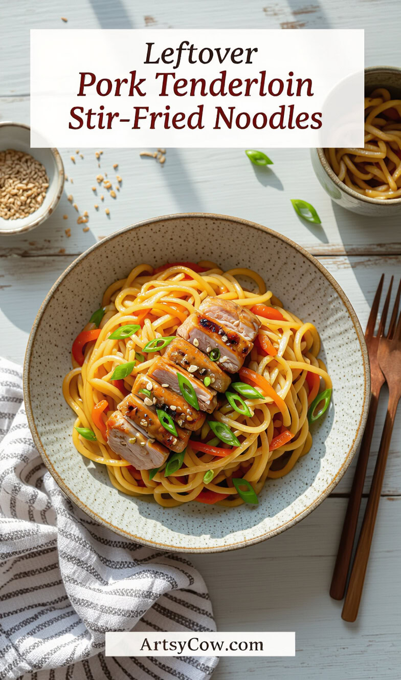 leftover pork tenderloin stir fried noodles recipe pin image