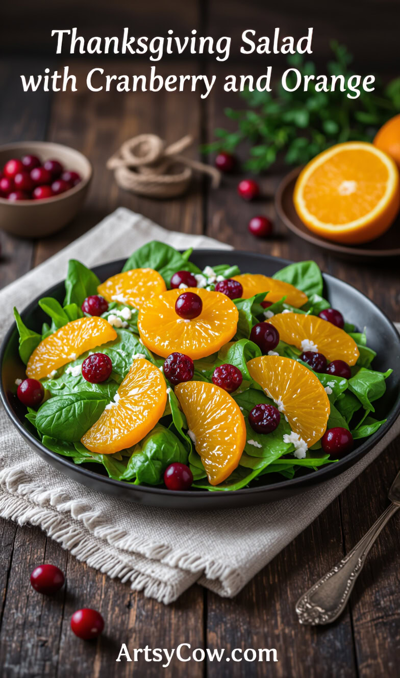 thanksgiving salad with cranberry and orange pin image