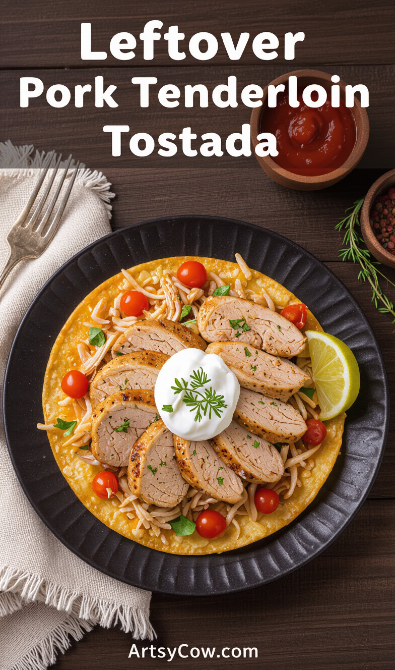 leftover pork tenderloin tostada recipe pin image