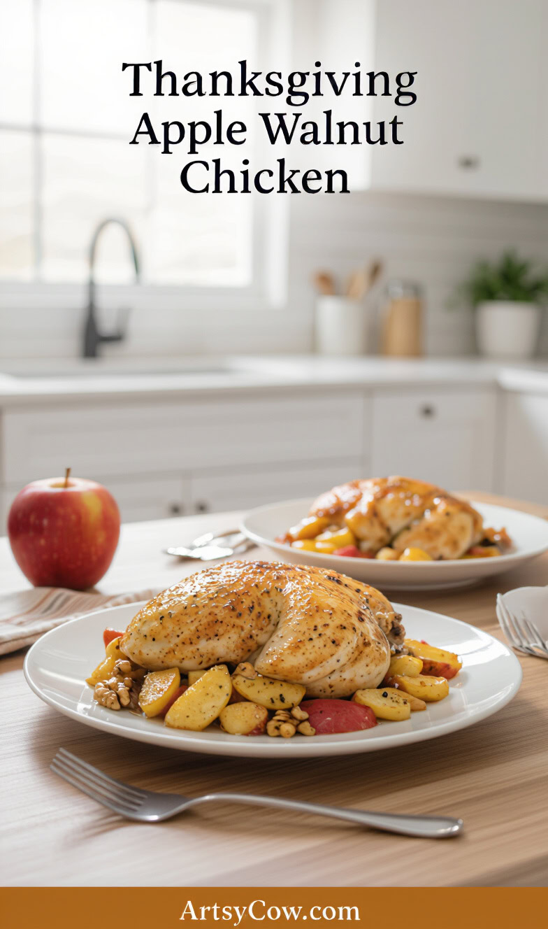 thanksgiving apple walnut chicken recipe pin image