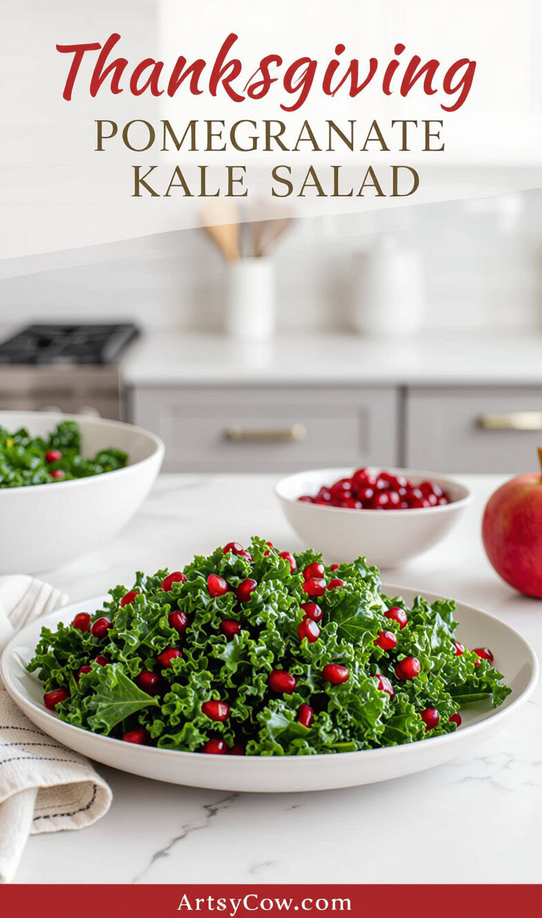 thanksgiving pomegranate kale salad pin image