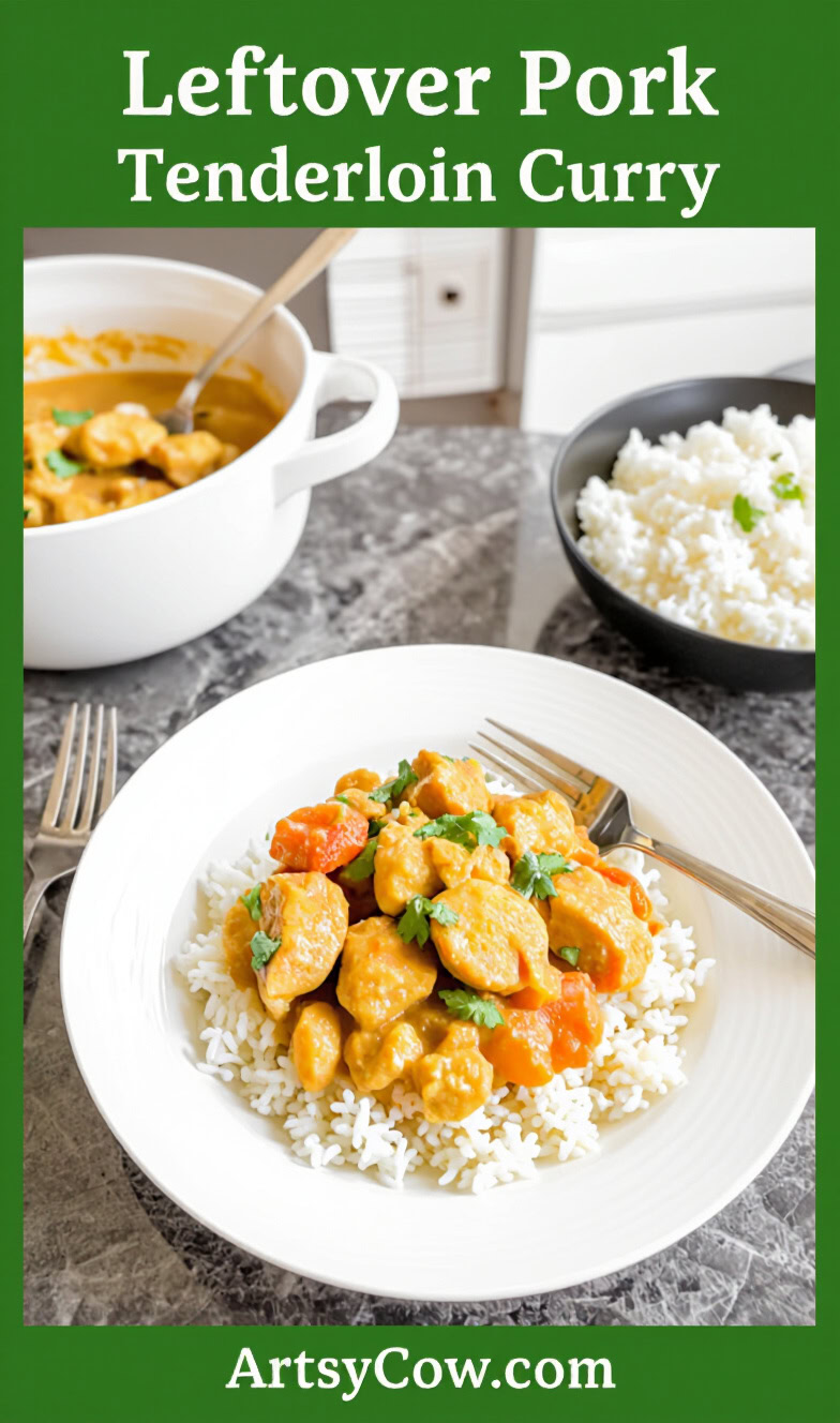 leftover pork tenderloin curry recipe pin image