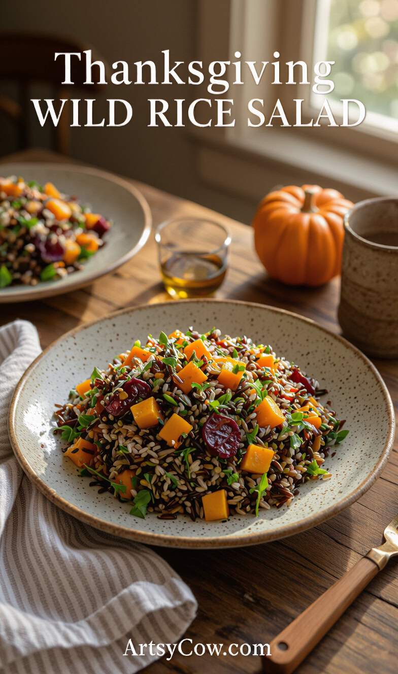 thanksgiving wild rice salad pin image