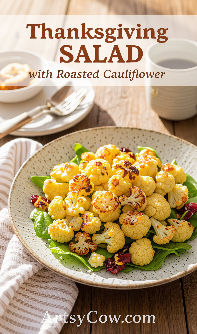 thanksgiving salad with roasted cauliflower pin image