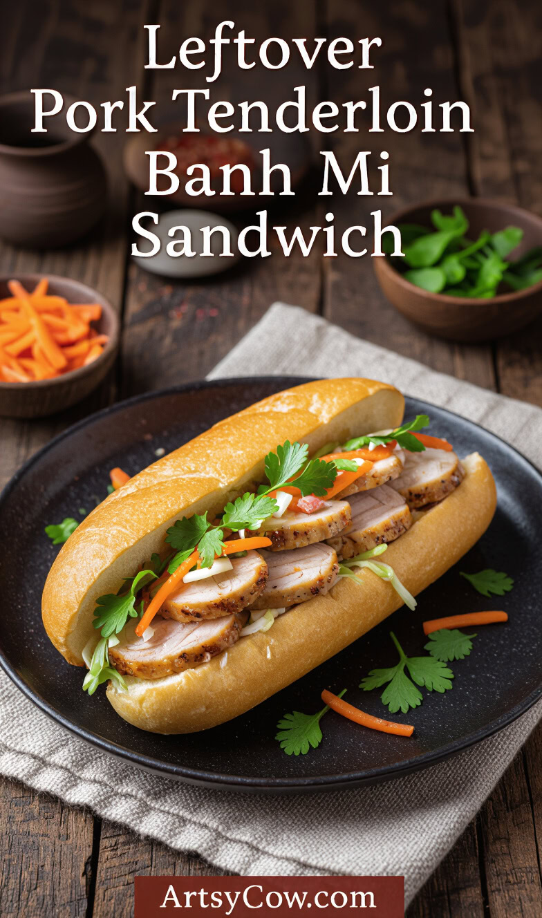 leftover pork tenderloin banh mi sandwich recipe pin image