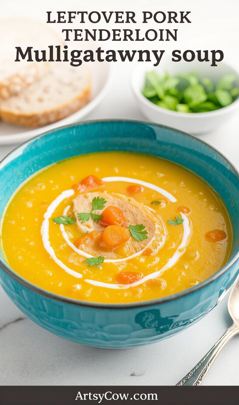leftover pork tenderloin mulligatawny soup recipe pin image
