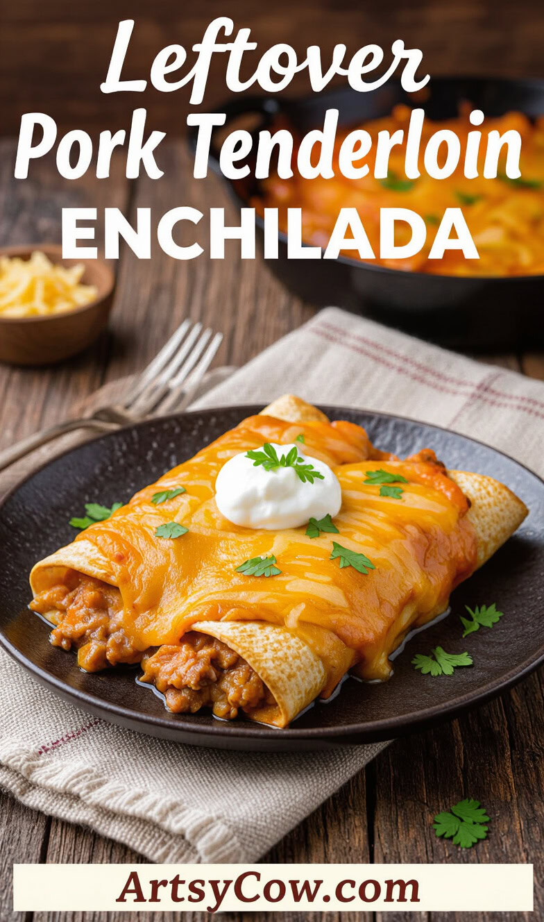 leftover pork tenderloin enchilada recipe pin image